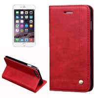 Кожаный чехол книжка для iPhone 8 Plus / 7 Plus Business Style с подставкой и кармашком для карт (Red)