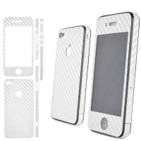Карбоновая наклейка на iPhone 4, 4S На все стороны (белая)