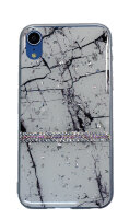 Мраморный чехол для iPhone XS Max со стразами (White)