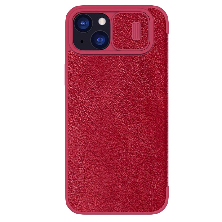 Кожаный чехол книжка Nillkin QIN Pro для iPhone 15 Plus, Red