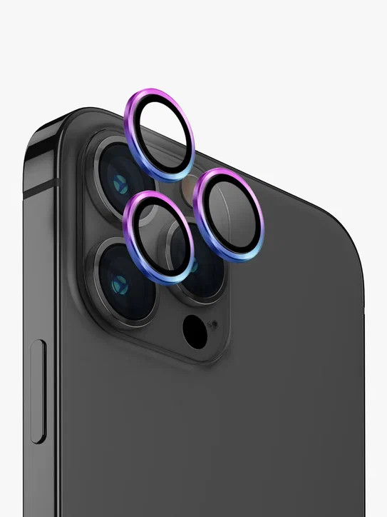 Защитное стекло для камеры iPhone 15 Pro Uniq OPTIX Camera Lens protector Aluminium Iridescent