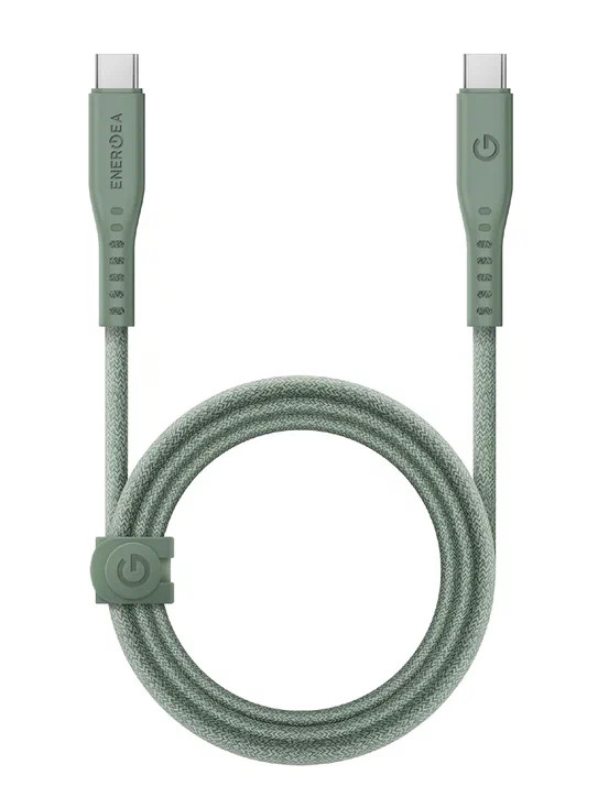 Кабель EnergEA FLOW USB-C to USB-C PD240W 5A Green 1.5 метра (CBL-FLCC-GRN150M)