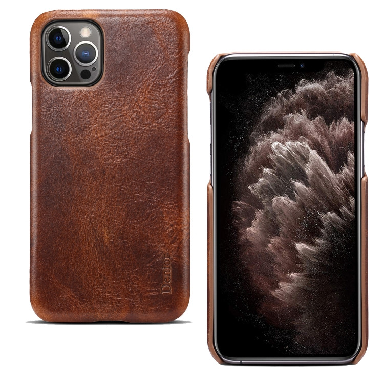 Кожаный чехол накладка для iPhone 12 Pro Max Denior genuine leather (Brown)