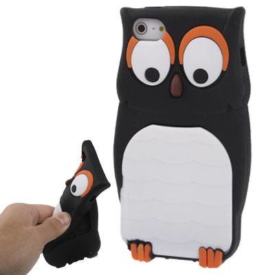 Объемный 3D чехол сова для iPhone 5/5S OWL style (черный)