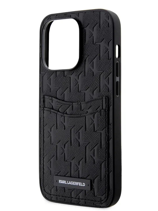 Чехол для iPhone 14 Pro Max Lagerfeld PU Saffiano Monogram c кардслотом Hard Black (KLHCP14XSAKLHPPK)