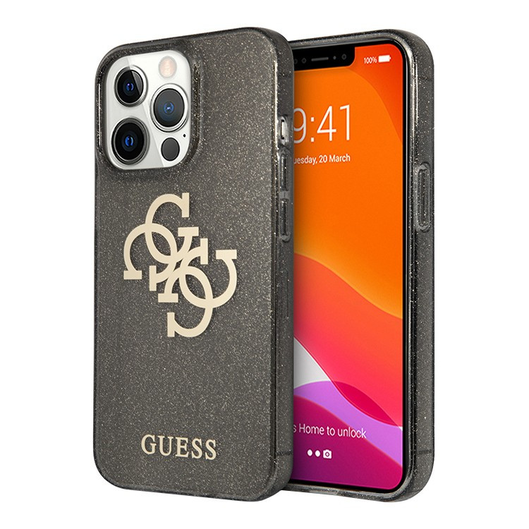 Чехол для iPhone 13 Pro Guess TPU 4G Big logo Hard Glitter Black (GUHCP13LPCUGL4GBK)